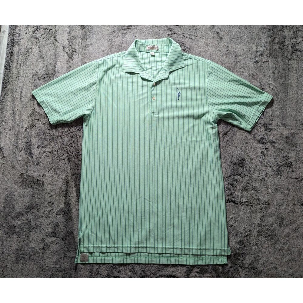 Peter Millar Summer Comfort Short Sleeve Polo Shirt Men's Size Large Green Strip